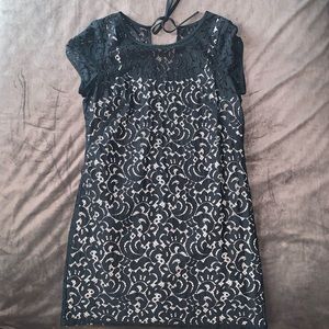 Nude and Black lace Dress